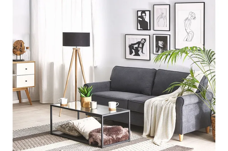 Warmoth Soffa med Rullarmstöd i Tyg - Grå - Möbler - Vardagsrum - Soffor - 3-sits soffor