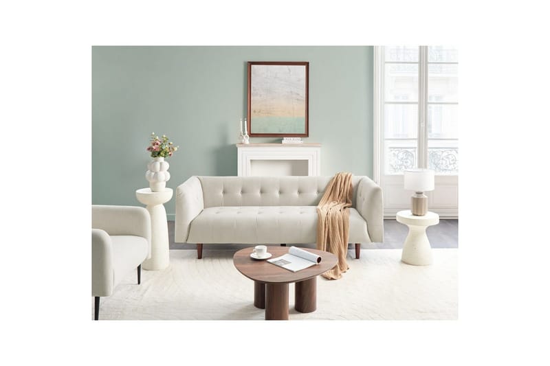 3-sitssoffa Byske Beige, mörkt trä - Beige, mörkt trä - Möbler - Vardagsrum - Soffor - 3-sits soffor