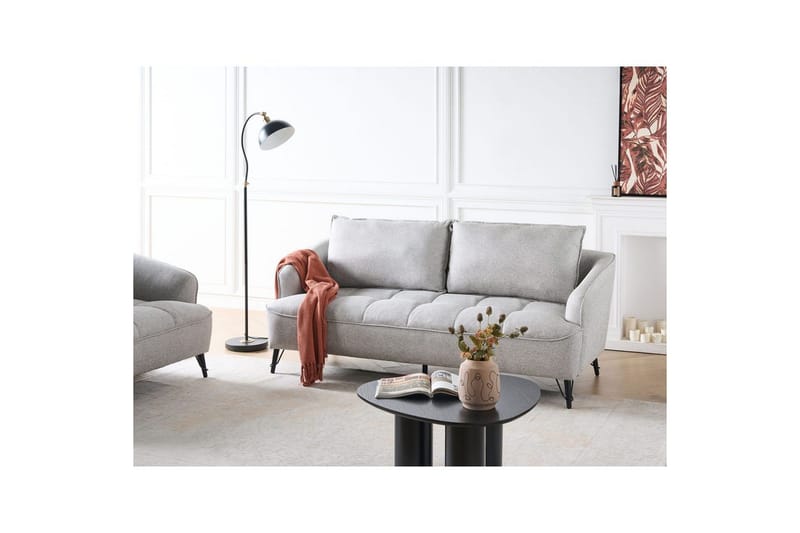 3-sitssoffa Hobro Grå, svart - Grå, svart - Möbler - Vardagsrum - Soffor - 3-sits soffor