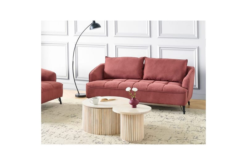 3-sitssoffa Hobro Röd, Svart - Rosa - Möbler - Vardagsrum - Soffor - 3-sits soffor