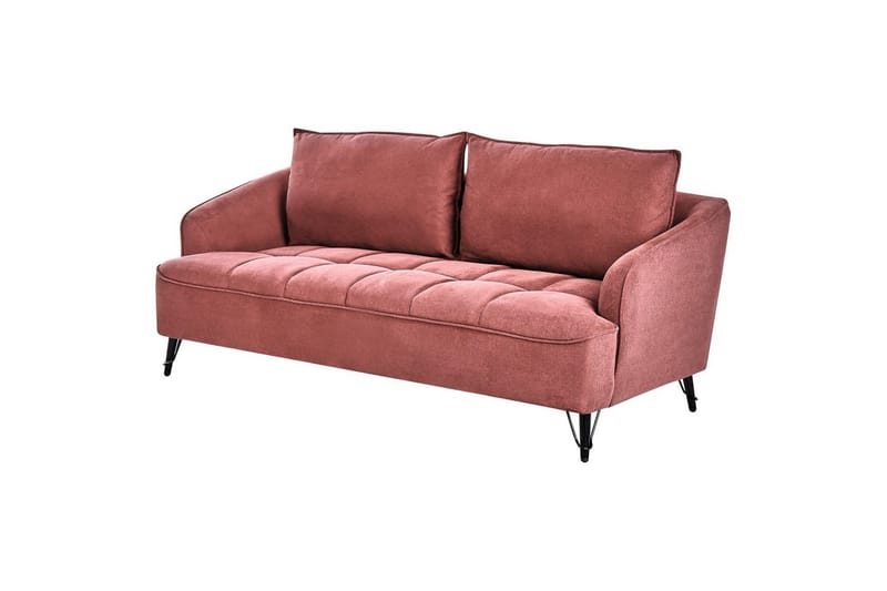 3-sitssoffa Hobro Röd, Svart - Rosa - Möbler - Vardagsrum - Soffor - 3-sits soffor