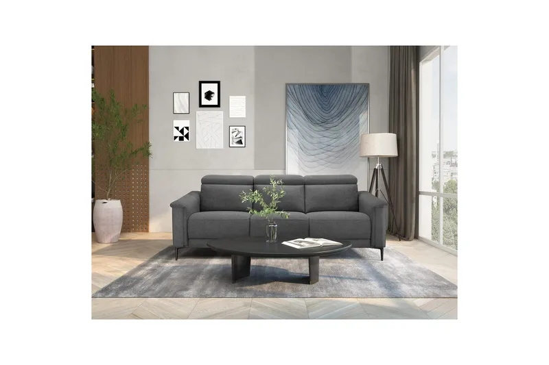 3-sitssoffa Lund Antracit, Belfast tyg, Elektrisk vilstol - Antracit, Belfast tyg, Elektrisk vilstol - Möbler - Vardagsrum - Soffor - Reclinersoffor & Biosoffor