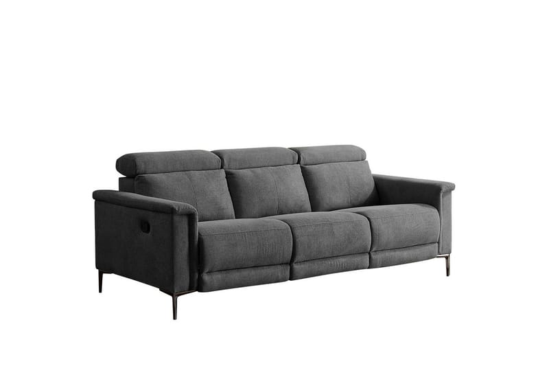 3-sitssoffa Lund Antracit, Belfast tyg, Manuell vilstol - Antracit, Belfast tyg, Manuell vilstol - Möbler - Vardagsrum - Soffor - Reclinersoffor & Biosoffor