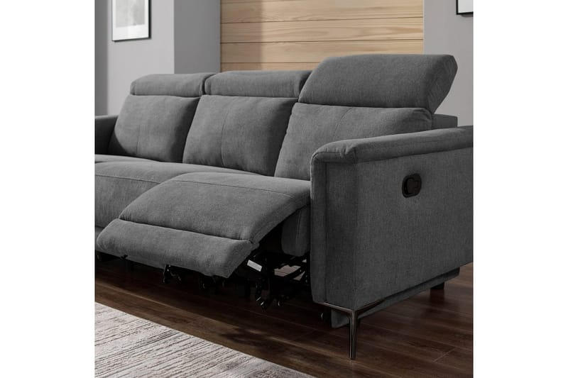3-sitssoffa Lund Antracit, Belfast tyg, Manuell vilstol - Antracit, Belfast tyg, Manuell vilstol - Möbler - Vardagsrum - Soffor - Reclinersoffor & Biosoffor