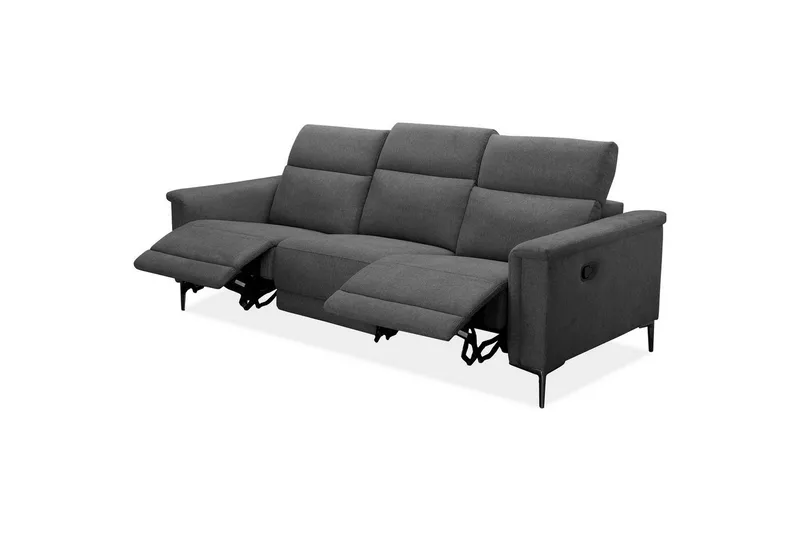 3-sitssoffa Lund Antracit, Belfast tyg, Manuell vilstol - Antracit, Belfast tyg, Manuell vilstol - Möbler - Vardagsrum - Soffor - Reclinersoffor & Biosoffor