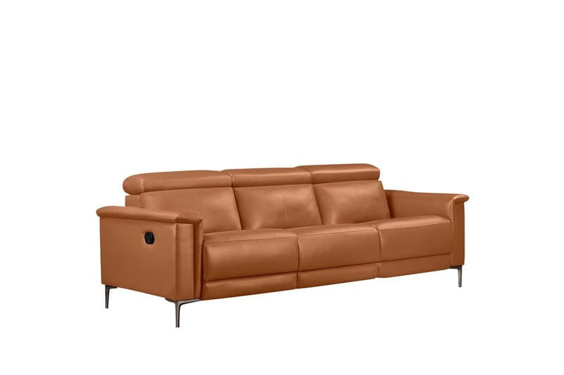 3-sitssoffa Lund Cognac, Läder/PU, Manuell vilstol - Cognac, Läder/PU, Manuell vilstol - Möbler - Vardagsrum - Soffor - Reclinersoffor & Biosoffor