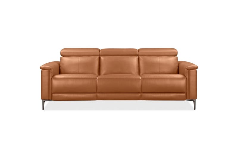 3-sitssoffa Lund Cognac, Läder/PU, Manuell vilstol - Cognac, Läder/PU, Manuell vilstol - Möbler - Vardagsrum - Soffor - Reclinersoffor & Biosoffor