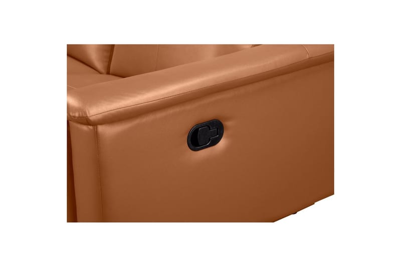 3-sitssoffa Lund Cognac, Läder/PU, Manuell vilstol - Cognac, Läder/PU, Manuell vilstol - Möbler - Vardagsrum - Soffor - Reclinersoffor & Biosoffor