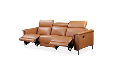 3-sitssoffa Lund Cognac, PU, Manuell vilstol - Cognac, PU, Manuell vilstol - Möbler - Vardagsrum - Soffor - Reclinersoffor & Biosoffor