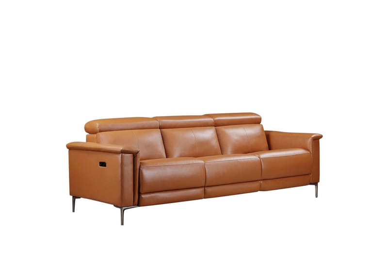 3-sitssoffa Lund Cognac, PU, Elektrisk vilstol - Cognac, PU, Elektrisk vilstol - Möbler - Vardagsrum - Soffor - Reclinersoffor & Biosoffor