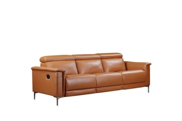 3-sitssoffa Lund Cognac, PU, Manuell vilstol