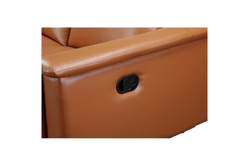 3-sitssoffa Lund Cognac, PU, Manuell vilstol - Cognac, PU, Manuell vilstol - Möbler - Vardagsrum - Soffor - Reclinersoffor & Biosoffor