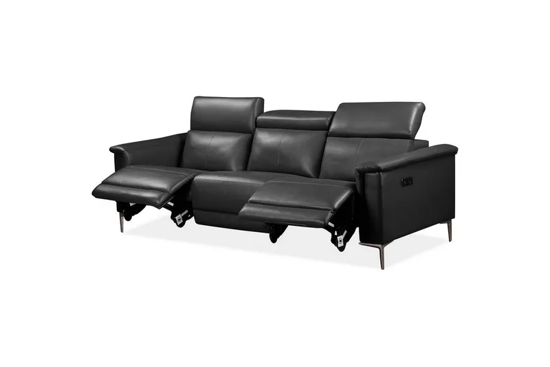 3-sitssoffa Lund Grå, Läder/PU, Elektrisk vilstol - Grå, Läder/PU, Elektrisk vilstol - Möbler - Vardagsrum - Soffor - Reclinersoffor & Biosoffor
