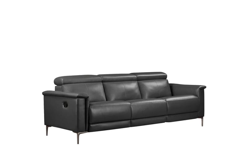 3-sitssoffa Lund Grå, Läder/PU, Manuell vilstol - Grå, Läder/PU, Manuell vilstol - Möbler - Vardagsrum - Soffor - Reclinersoffor & Biosoffor