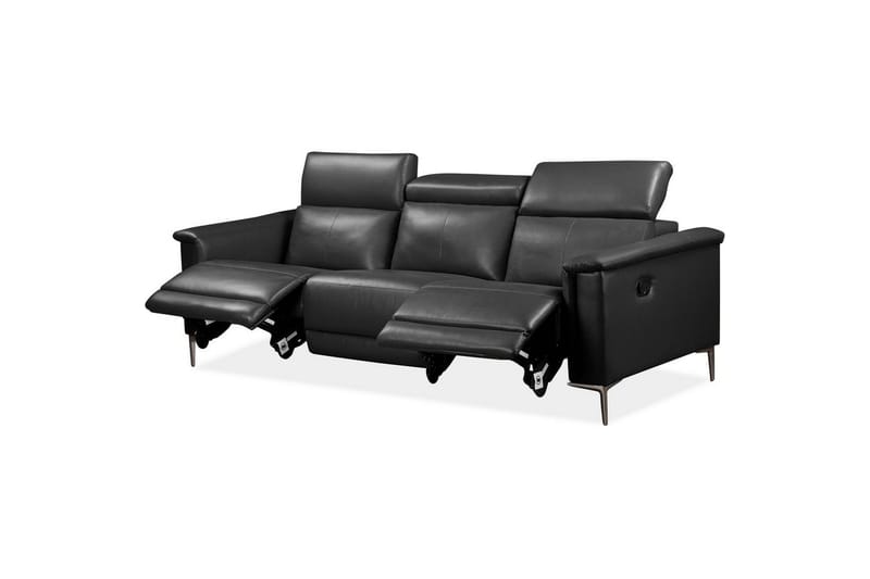 3-sitssoffa Lund Grå, Läder/PU, Manuell vilstol - Grå, Läder/PU, Manuell vilstol - Möbler - Vardagsrum - Soffor - Reclinersoffor & Biosoffor