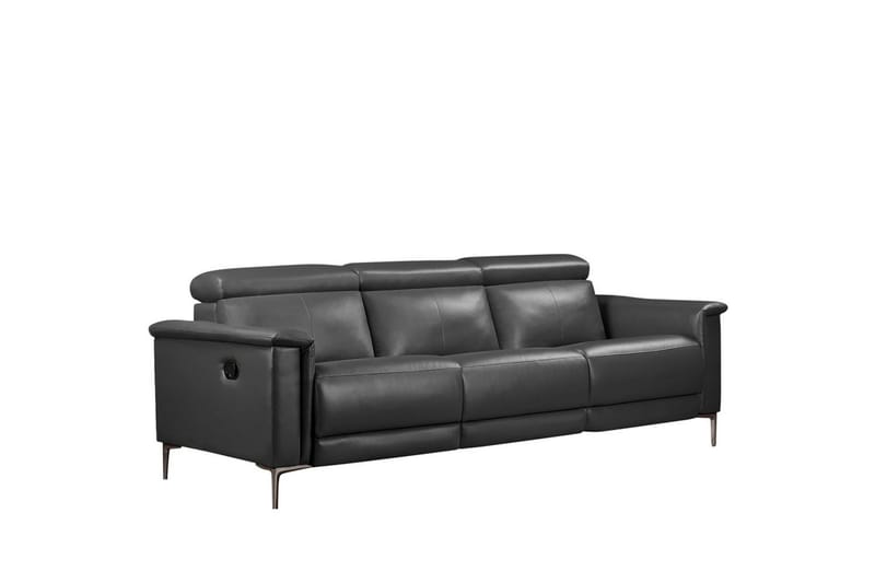 3-sitssoffa Lund Grå, Läder/PU, Manuell vilstol - Grå, Läder/PU, Manuell vilstol - Möbler - Vardagsrum - Soffor - Reclinersoffor & Biosoffor