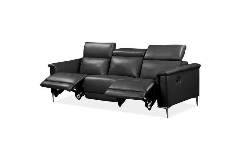 3-sitssoffa Lund Grå, Läder/PU, Manuell vilstol - Grå, Läder/PU, Manuell vilstol - Möbler - Vardagsrum - Soffor - Reclinersoffor & Biosoffor