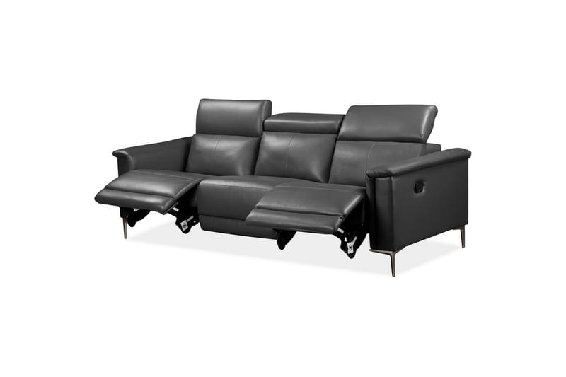 3-sitssoffa Lund Grå, PU, Manuell vilstol - Grå, PU, Manuell vilstol - Möbler - Vardagsrum - Soffor - Reclinersoffor & Biosoffor