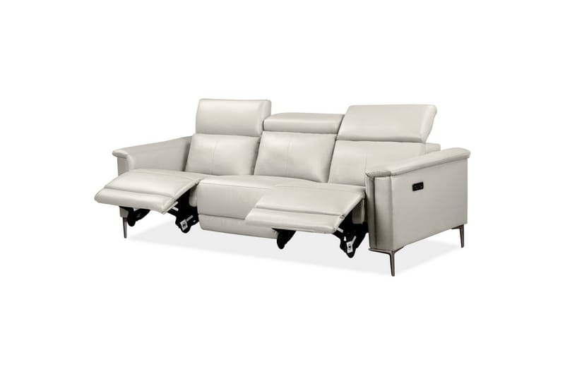 3-sitssoffa Lund Kräm, Läder/PU, Elektrisk vilstol - Kräm, Läder/PU, Elektrisk vilstol - Möbler - Vardagsrum - Soffor - Reclinersoffor & Biosoffor