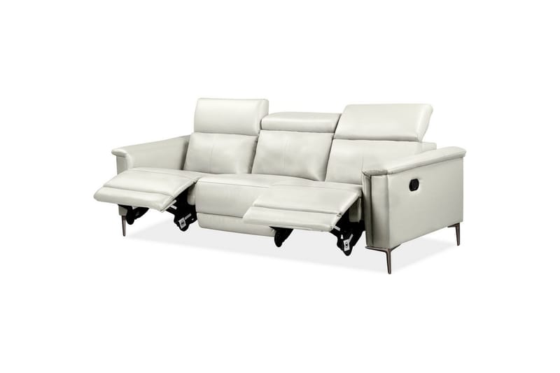 3-sitssoffa Lund Kräm, PU, Manuell vilstol - Kräm, PU, Manuell vilstol - Möbler - Vardagsrum - Soffor - Reclinersoffor & Biosoffor