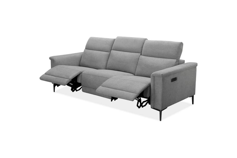 3-sitssoffa Lund Ljusgrå, Belfast tyg, Elektrisk vilstol - Ljusgrå, Belfast tyg, Elektrisk vilstol - Möbler - Vardagsrum - Soffor - Reclinersoffor & Biosoffor