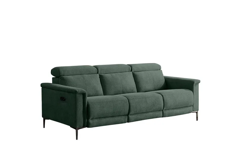3-sitssoffa Lund Mörkgrön, Belfast tyg, Elektrisk vilstol - Mörkgrön, Belfast tyg, Elektrisk vilstol - Möbler - Vardagsrum - Soffor - Reclinersoffor & Biosoffor