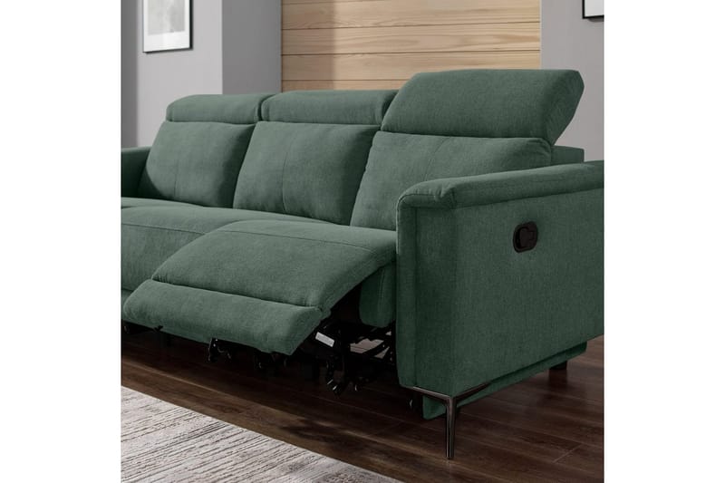 3-sitssoffa Lund Mörkgrön, Belfast tyg, Manuell vilstol - Mörkgrön, Belfast tyg, Manuell vilstol - Möbler - Vardagsrum - Soffor - Reclinersoffor & Biosoffor