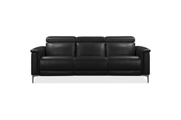 3-sitssoffa Lund Svart, PU, Manuell vilstol - Svart, PU, Manuell vilstol - Möbler - Vardagsrum - Soffor - Reclinersoffor & Biosoffor