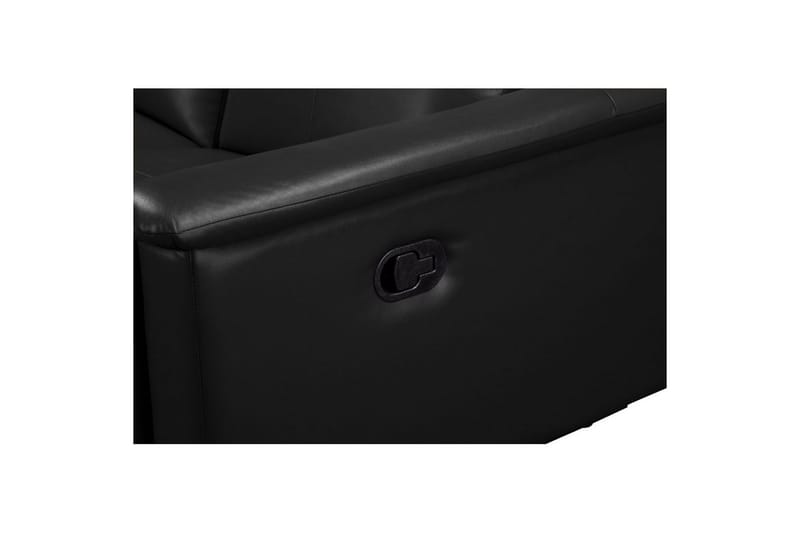 3-sitssoffa Lund Svart, PU, Manuell vilstol - Svart, PU, Manuell vilstol - Möbler - Vardagsrum - Soffor - Skinnsoffor