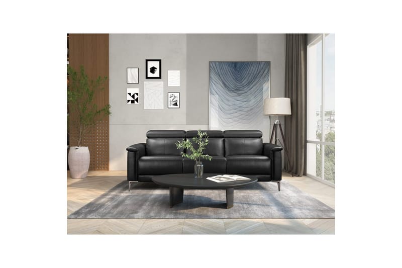 3-sitssoffa Lund Svart, PU, Elektrisk vilstol - Svart, PU, Elektrisk vilstol - Möbler - Vardagsrum - Soffor - Reclinersoffor & Biosoffor