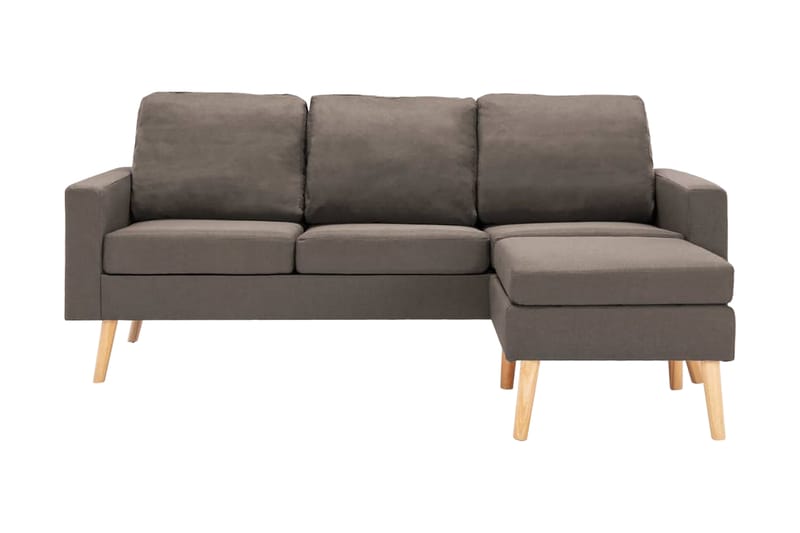 3-sitssoffa med fotpall taupe tyg - Brun - 3-sits soffor