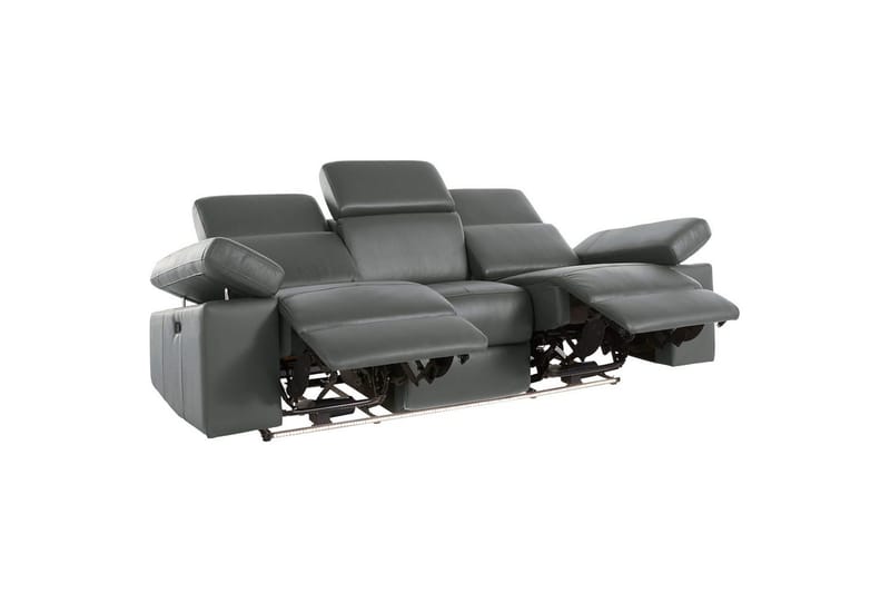 3-sitssoffa Rayland Grå, Läder/PU, Manuell vilstol - Grå, Läder/PU, Manuell vilstol - Möbler - Vardagsrum - Soffor - Reclinersoffor & Biosoffor