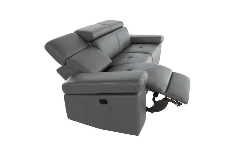 3-sitssoffa Rayland Grå, Läder/PU, Manuell vilstol - Grå, Läder/PU, Manuell vilstol - Möbler - Vardagsrum - Soffor - Reclinersoffor & Biosoffor