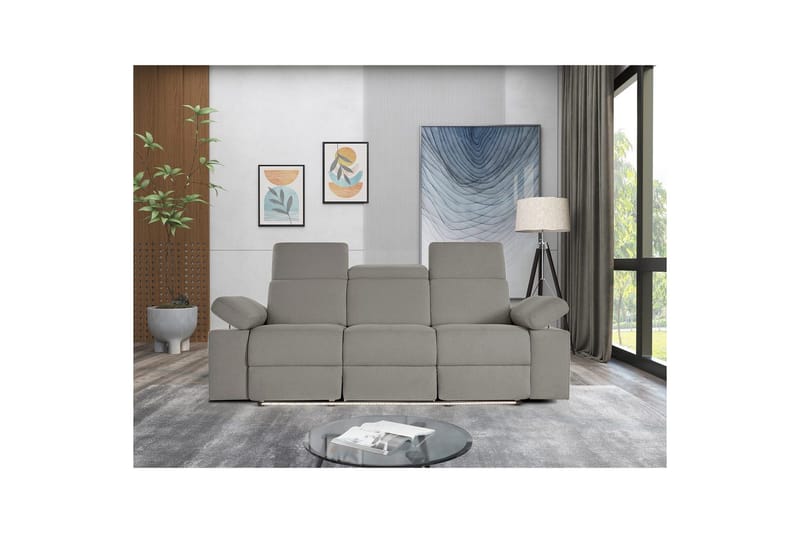 3-sitssoffa Rayland Grå, Sunday tyg, Elektrisk vilstol - Grå, Sunday tyg, Elektrisk vilstol - Möbler - Vardagsrum - Soffor - Reclinersoffor & Biosoffor