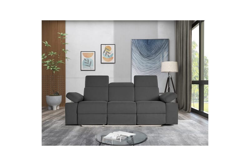 3-sitssoffa Rayland Grå, Sunday tyg, Manuell vilstol - Grå, Sunday tyg, Manuell vilstol - Möbler - Vardagsrum - Soffor - Reclinersoffor & Biosoffor