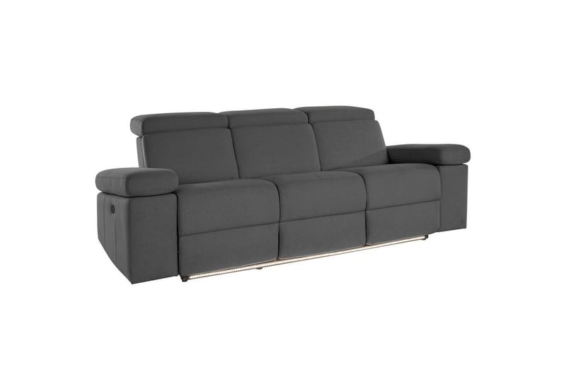 3-sitssoffa Rayland Grå, Sunday tyg, Manuell vilstol, Grå, Sunday tyg, Manuell vilstol