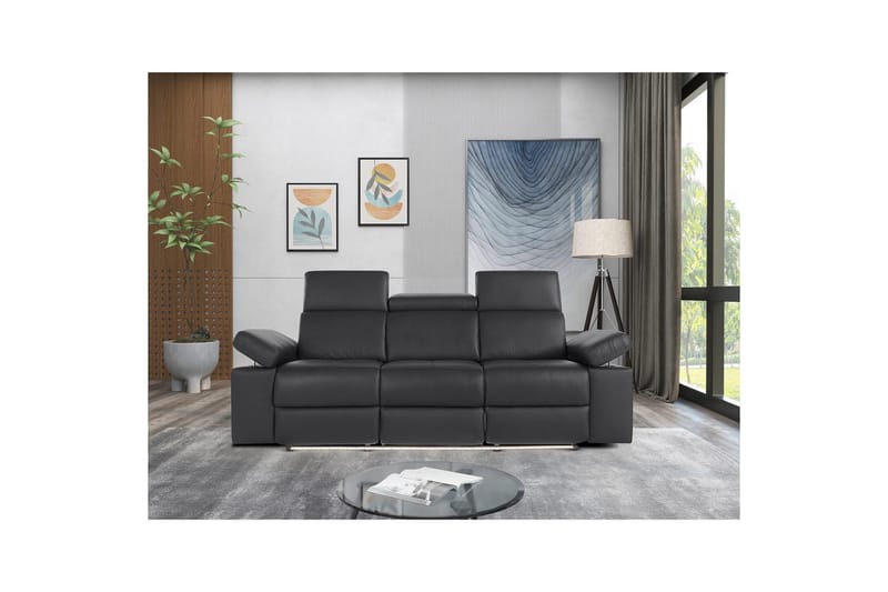 3-sitssoffa Rayland Svart, Läder/PU, Elektrisk vilstol - Svart, Läder/PU, Elektrisk vilstol - Möbler - Vardagsrum - Soffor - Reclinersoffor & Biosoffor