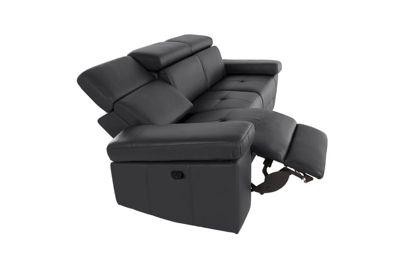 3-sitssoffa Rayland Svart, PU, Manuell vilstol - Svart, PU, Manuell vilstol - Möbler - Vardagsrum - Soffor - Reclinersoffor & Biosoffor