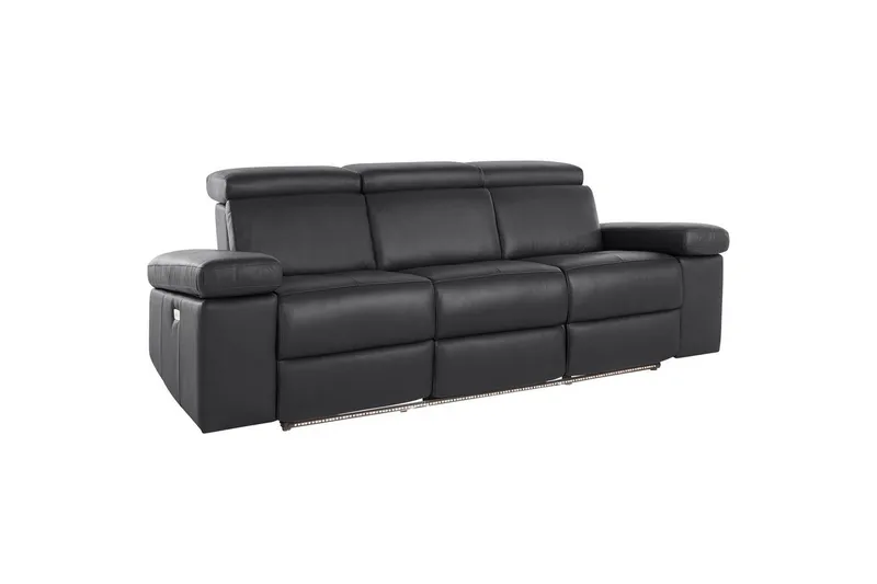 3-sitssoffa Rayland Svart, PU, Elektrisk vilstol, Svart, PU, Elektrisk vilstol
