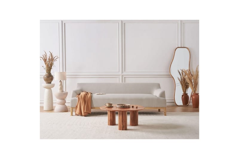 3-sitssoffa Sosjo Beige, ljust trä - Beige, ljust trä - Möbler - Vardagsrum - Soffor - 3-sits soffor