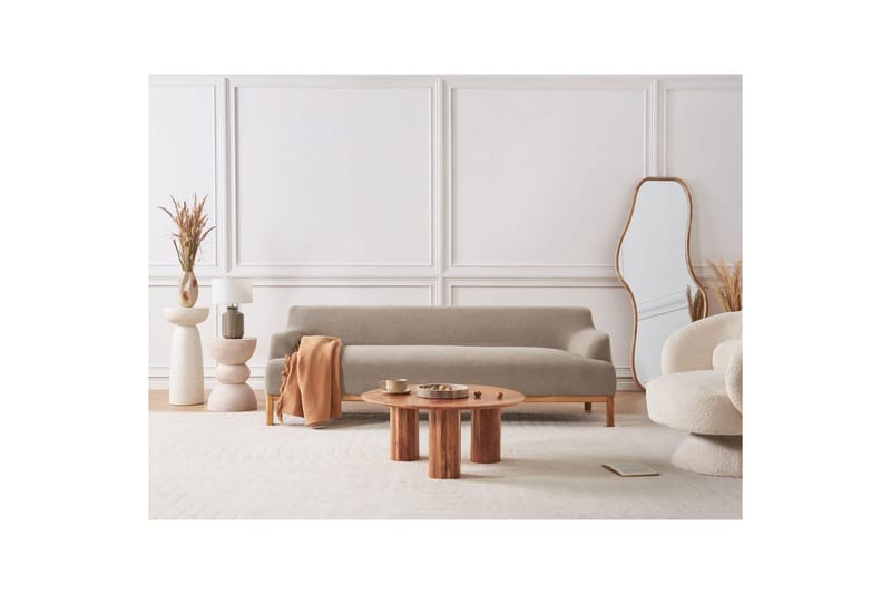 3-sitssoffa Sosjo Taupe, ljust trä - Taupe, ljust trä - Möbler - Vardagsrum - Soffor - 3-sits soffor