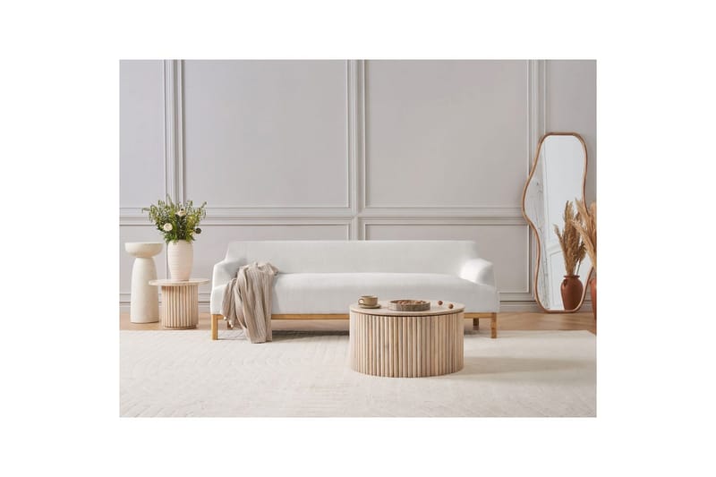 3-sitssoffa Sosjo Vit, ljust trä - Vit, ljust trä - Möbler - Vardagsrum - Soffor - 3-sits soffor