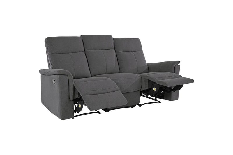 3-sitssoffa Southbrook Antracit, Tyg/Trä/Metall, Manuell vilstol - Antracit, Tyg/Trä/Metall, Manuell vilstol - Möbler - Vardagsrum - Soffor - Reclinersoffor & Biosoffor