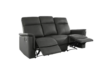 3-sitssoffa Southbrook Grå, PU/trä/metall, Manuell vilstol - Grå, PU/trä/metall, Manuell vilstol - Möbler - Vardagsrum - Soffor - Reclinersoffor & Biosoffor