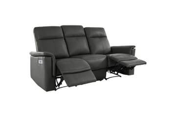 3-sitssoffa Southbrook Grå, PU/trä/metall, Elektrisk vilstol - Grå, PU/trä/metall, Elektrisk vilstol - Möbler - Vardagsrum - Soffor - Reclinersoffor & Biosoffor