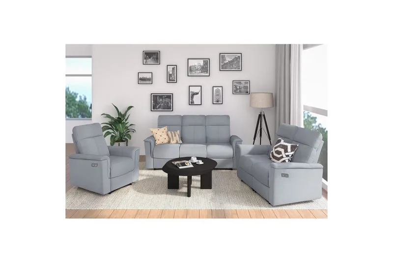 3-sitssoffa Southbrook Ljusgrå, Tyg/Trä/Metall, Elektrisk vilstol - Ljusgrå, Tyg/Trä/Metall, Elektrisk vilstol - Möbler - Vardagsrum - Soffor - Reclinersoffor & Biosoffor