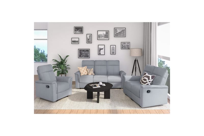 3-sitssoffa Southbrook Ljusgrå, Tyg/Trä/Metall, Manuell vilstol - Ljusgrå, Tyg/Trä/Metall, Manuell vilstol - Möbler - Vardagsrum - Soffor - Reclinersoffor & Biosoffor