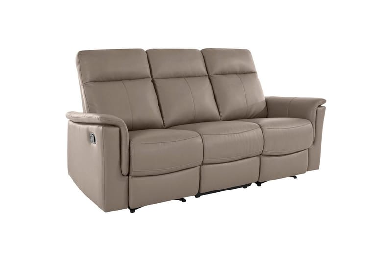 3-sitssoffa Southbrook Ljusgrå, PU/trä/metall, Manuell vilstol - Ljusgrå, PU/trä/metall, Manuell vilstol - Möbler - Vardagsrum - Soffor - Reclinersoffor & Biosoffor