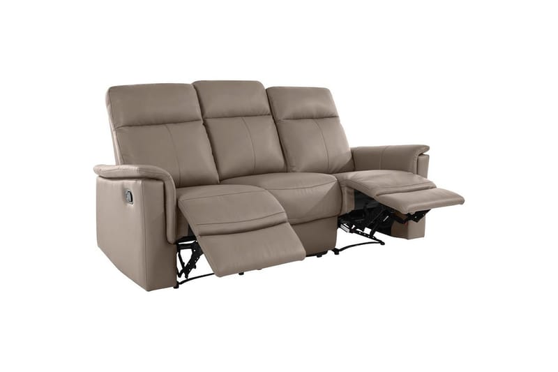 3-sitssoffa Southbrook Ljusgrå, PU/trä/metall, Manuell vilstol - Ljusgrå, PU/trä/metall, Manuell vilstol - Möbler - Vardagsrum - Soffor - Reclinersoffor & Biosoffor
