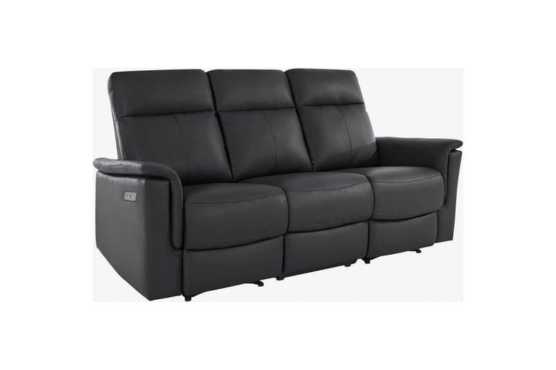 3-sitssoffa Southbrook Svart, Äkta läder/PU/Trä/Metall, Elektrisk vilstol - Svart, Äkta läder/PU/Trä/Metall, Elektrisk vilstol - Möbler - Vardagsrum - Soffor - Reclinersoffor & Biosoffor